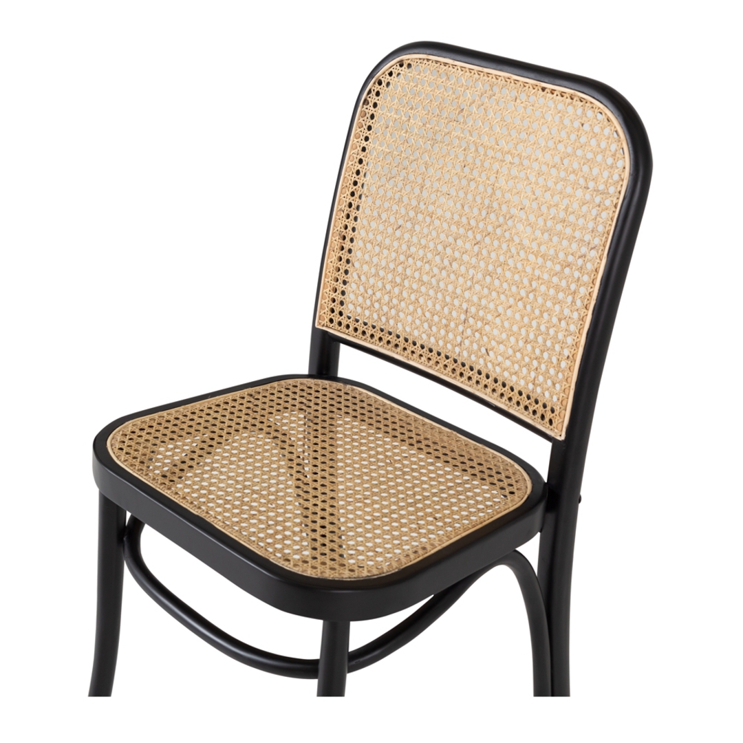 Matai Oak Dining Chair Rattan Seat Black image 2
